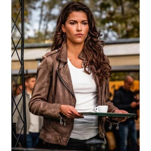 Blood & Treasure Sofia Pernas Biker Brown Leather Jacket
