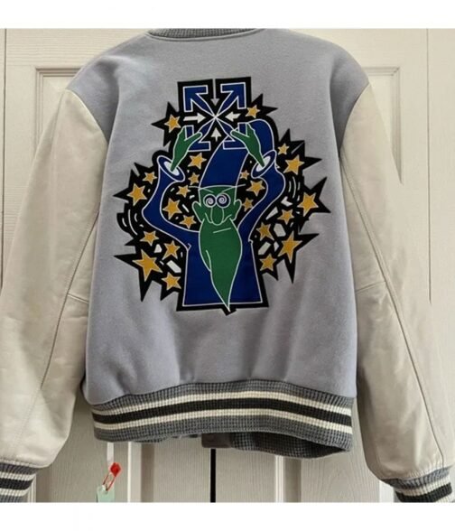 Lil Durk Magician Light Grey and White Varsity Jacket - Image 7