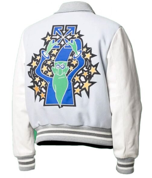 Lil Durk Magician Light Grey and White Varsity Jacket - Image 4