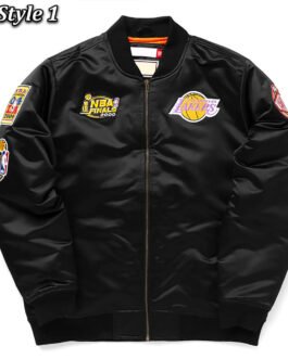 LA Lakers Bomber Black Lightweight Satin Jacket