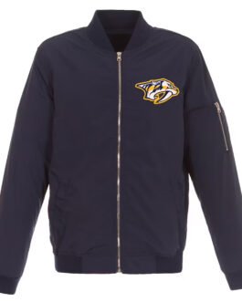 Navy Nashville Predators Lightweight Nylon Bomber Jacket