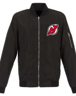 Black New Jersey Devils Lightweight Bomber Nylon Jacket
