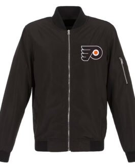 Lightweight Philadelphia Flyers Nylon Bomber Black Jacket
