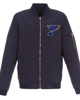 Navy St. Louis Blues Nylon Lightweight Bomber Jacket
