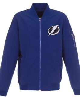 Lightweight Tampa Bay Lightning Blue Nylon Bomber Jacket