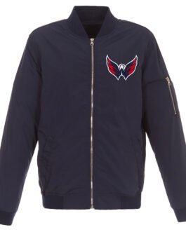 Navy Washington Capitals Nylon Lightweight Bomber Jacket