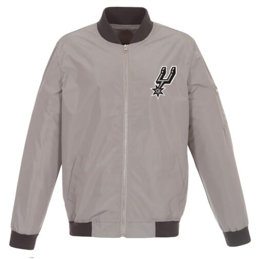 San Antonio Spurs Black/Grey Lightweight Bomber Jacket - Image 2