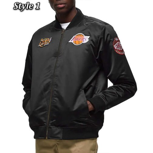 LA Lakers Bomber Black Lightweight Satin Jacket - Image 3