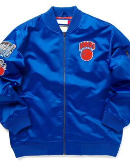 NY Knicks Bomber Royal Lightweight Satin Jacket