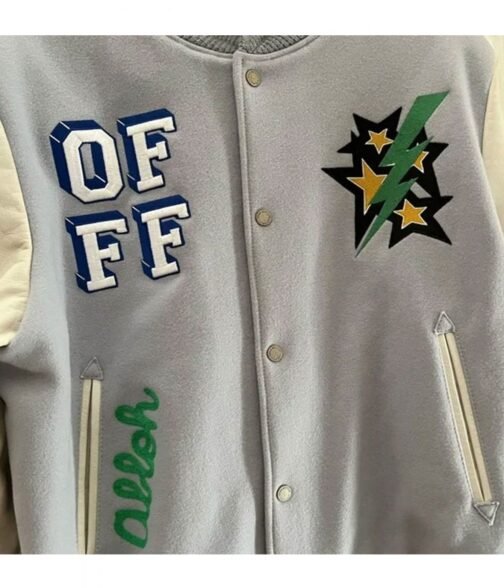 Lil Durk Magician Light Grey and White Varsity Jacket - Image 8