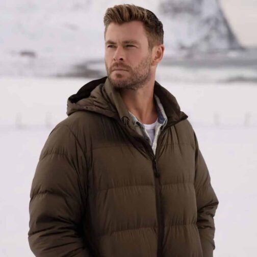 Limitless Chris Hemsworth Puffer Green Hooded Jacket - Image 5