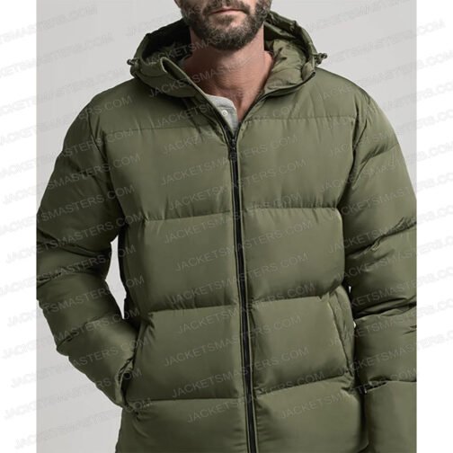 Limitless Chris Hemsworth Puffer Green Hooded Jacket - Image 4
