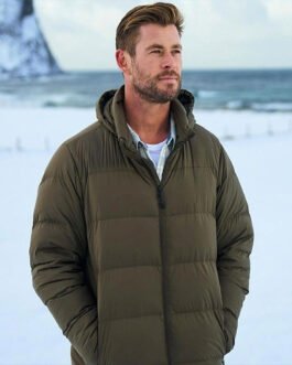 Limitless Chris Hemsworth Puffer Green Hooded Jacket