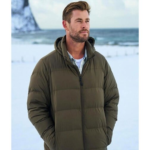 Limitless Chris Hemsworth Puffer Green Hooded Jacket - Image 2
