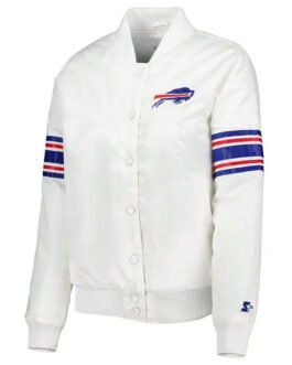 Buffalo Bills Line Up White Satin Jacket