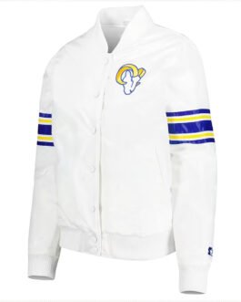 LA Rams Line Up White Varsity Satin Jacket