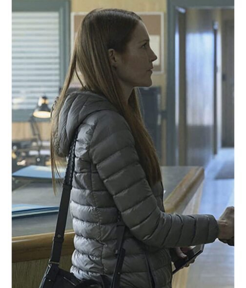 Darby Stanchfield Locke & Key Puffer Grey Coat - Image 2