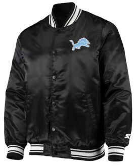 Detroit Lions Locker Room Black Satin Jacket