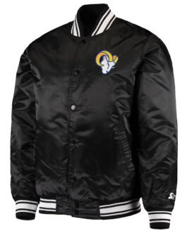 LA Rams Locker Room Black Satin Jacket