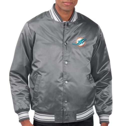 Miami Dolphins Locker Room Satin Jacket - Image 2