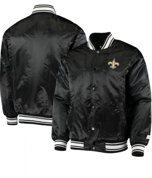 Locker Room New Orleans Saints Black Satin Jacket - Image 3