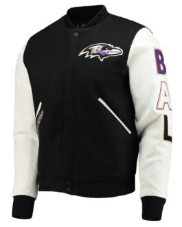 Baltimore Ravens Logo Black and White Varsity Jacket
