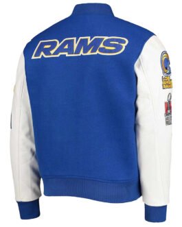 LA Rams Logo Royal and White Varsity Jacket