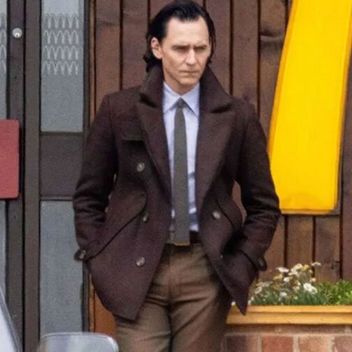 Loki Season 2 Tom Hiddleston Brown Wool Peacoat - Image 15