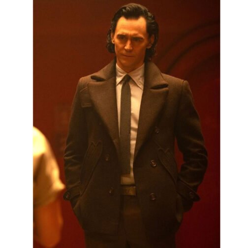 Loki Season 2 Tom Hiddleston Brown Wool Peacoat - Image 18