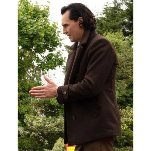 Loki Season 2 Tom Hiddleston Brown Wool Peacoat - Image 19