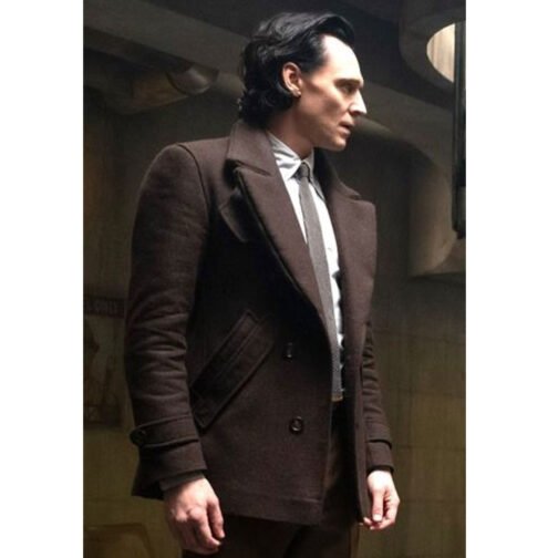 Loki Season 2 Tom Hiddleston Brown Wool Peacoat - Image 21
