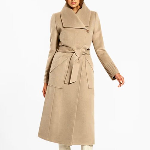 Baby Alpaca Long Wide Collar Wrap Coat - Image 22
