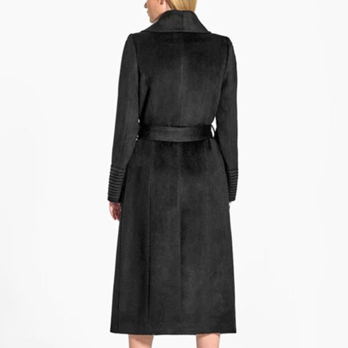 Baby Alpaca Long Wide Collar Wrap Coat - Image 15