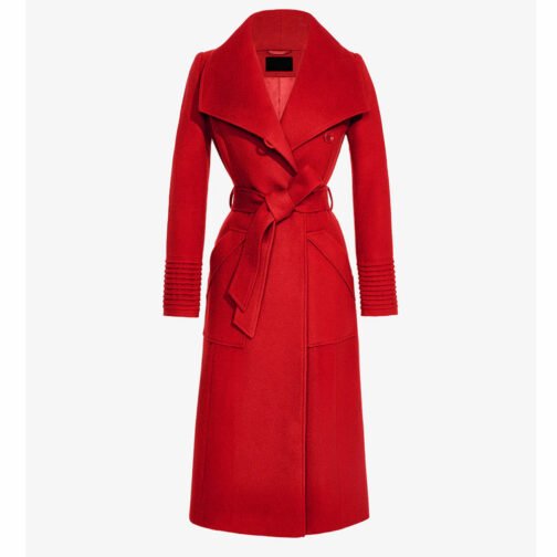 Baby Alpaca Long Wide Collar Wrap Coat