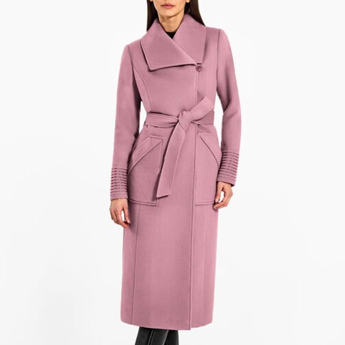 Baby Alpaca Long Wide Collar Wrap Coat - Image 18