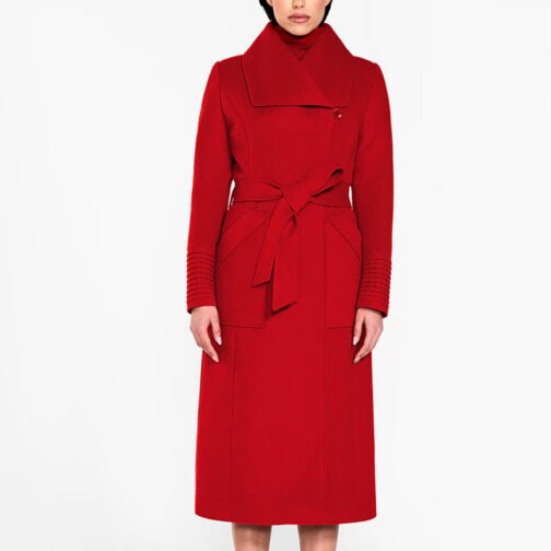 Baby Alpaca Long Wide Collar Wrap Coat - Image 17