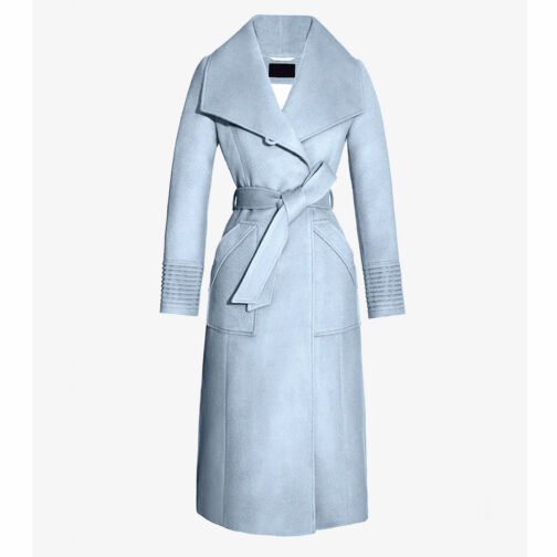 Baby Alpaca Long Wide Collar Wrap Coat - Image 5
