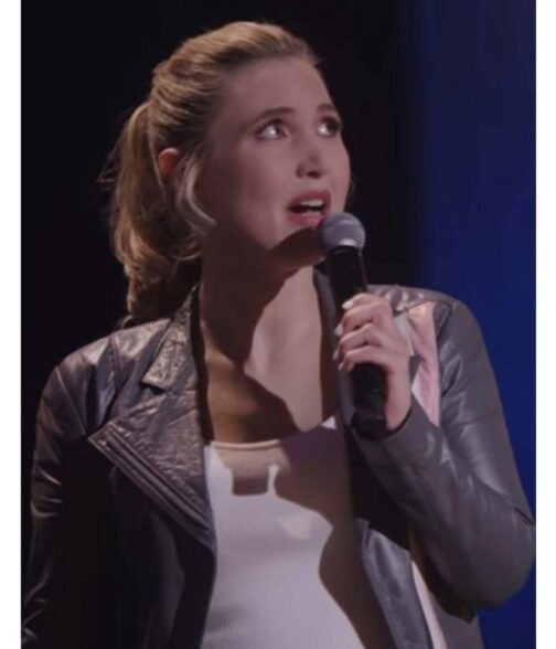 Taylor Tomlinson Look at You Grey Stripe Leather Jacket - Image 3