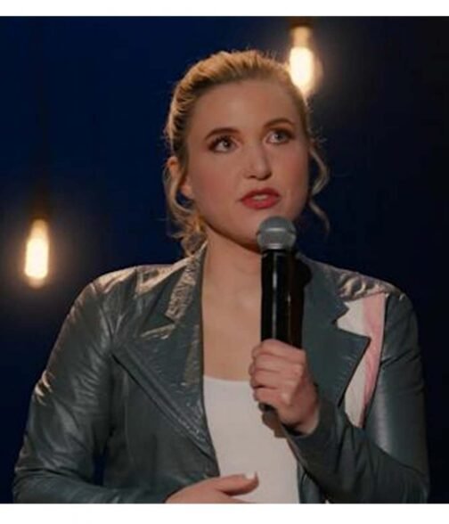 Taylor Tomlinson Look at You Grey Stripe Leather Jacket - Image 4
