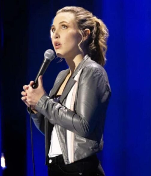 Taylor Tomlinson Look at You Grey Stripe Leather Jacket - Image 5