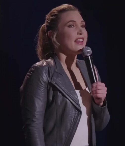 Taylor Tomlinson Look at You Grey Stripe Leather Jacket - Image 6