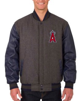 Los Angeles Angels Charcoal/Navy Varsity Jacket