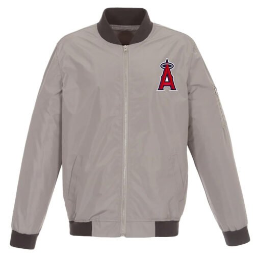 Navy/Grey LA Angels Nylon Bomber Jacket - Image 2