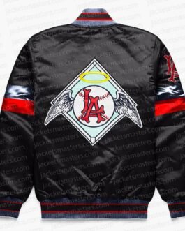 LA Angels Home Game Black Varsity Satin Jacket