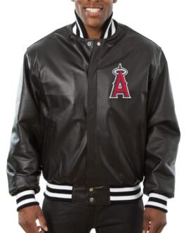 Varsity Los Angeles Angels Black Leather Jacket