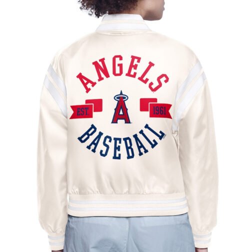 LA Angels Printed Logo Varsity Satin Jacket - Image 5