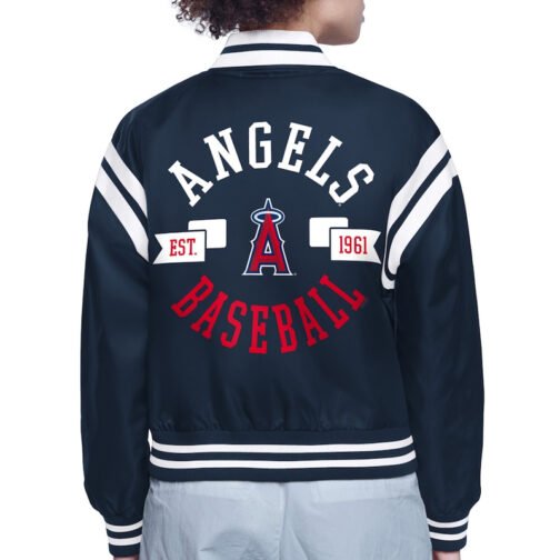 LA Angels Printed Logo Varsity Satin Jacket - Image 4