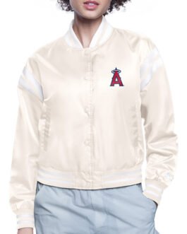 LA Angels Printed Logo Varsity Satin Jacket