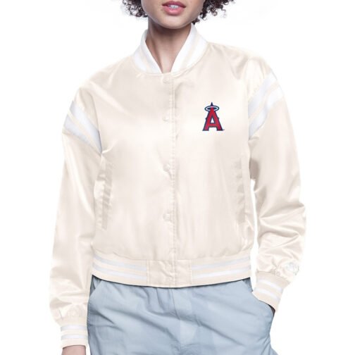 LA Angels Printed Logo Varsity Satin Jacket - Image 2
