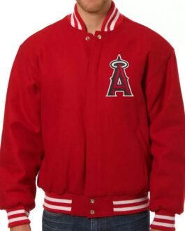 Los Angeles Angels Red Letterman Wool Jacket